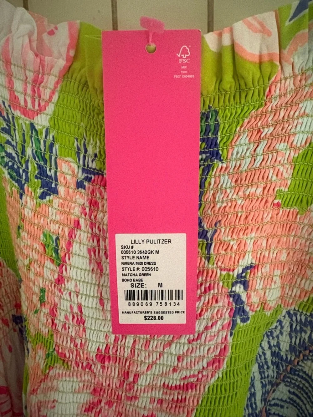Lilly Pulitzer Lime Green Floral Maxi Dress with Pink and Blue Accents - Picture 2 of 2